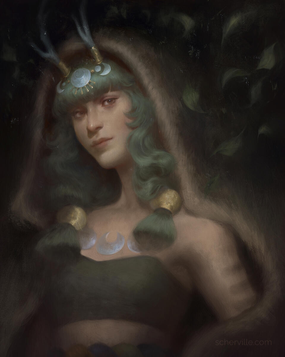 Artemis - a digital illustration painted in Photoshop. 2026.