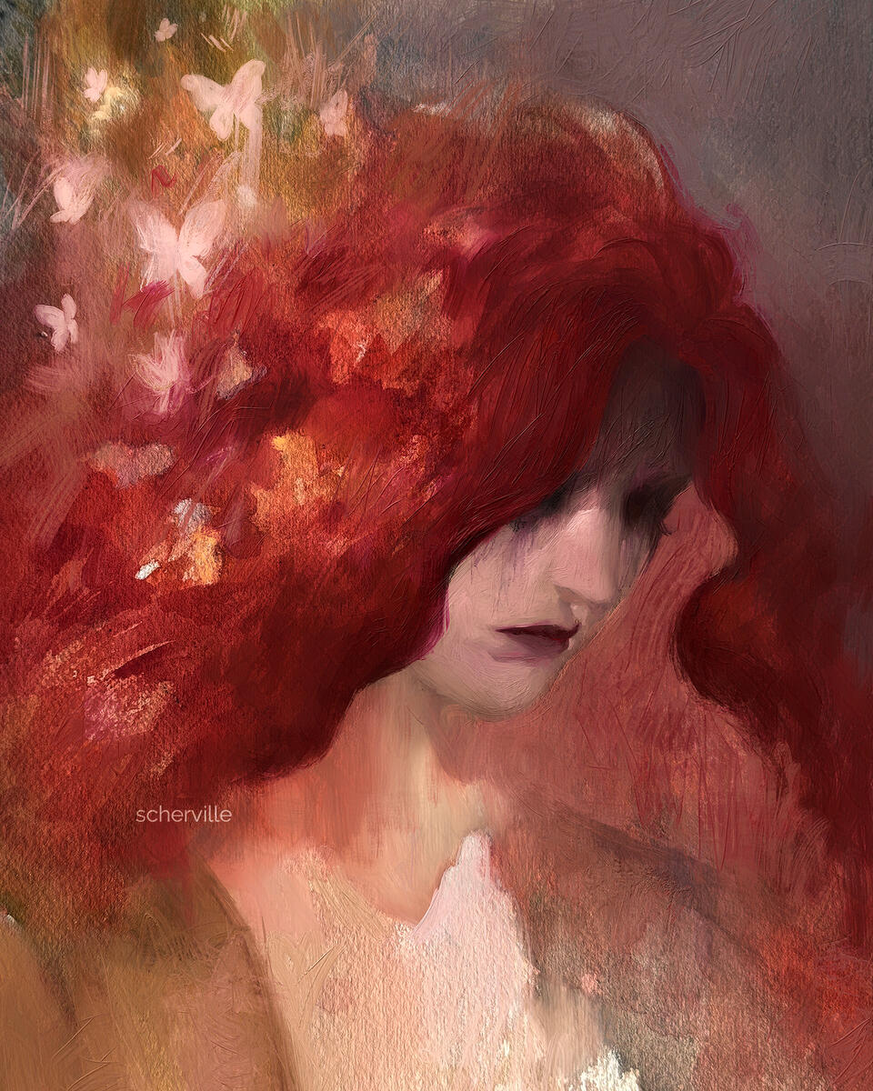 Malenia - a mixed media illustration painted in watercolour and finished digitally in Rebelle 7 Pro.