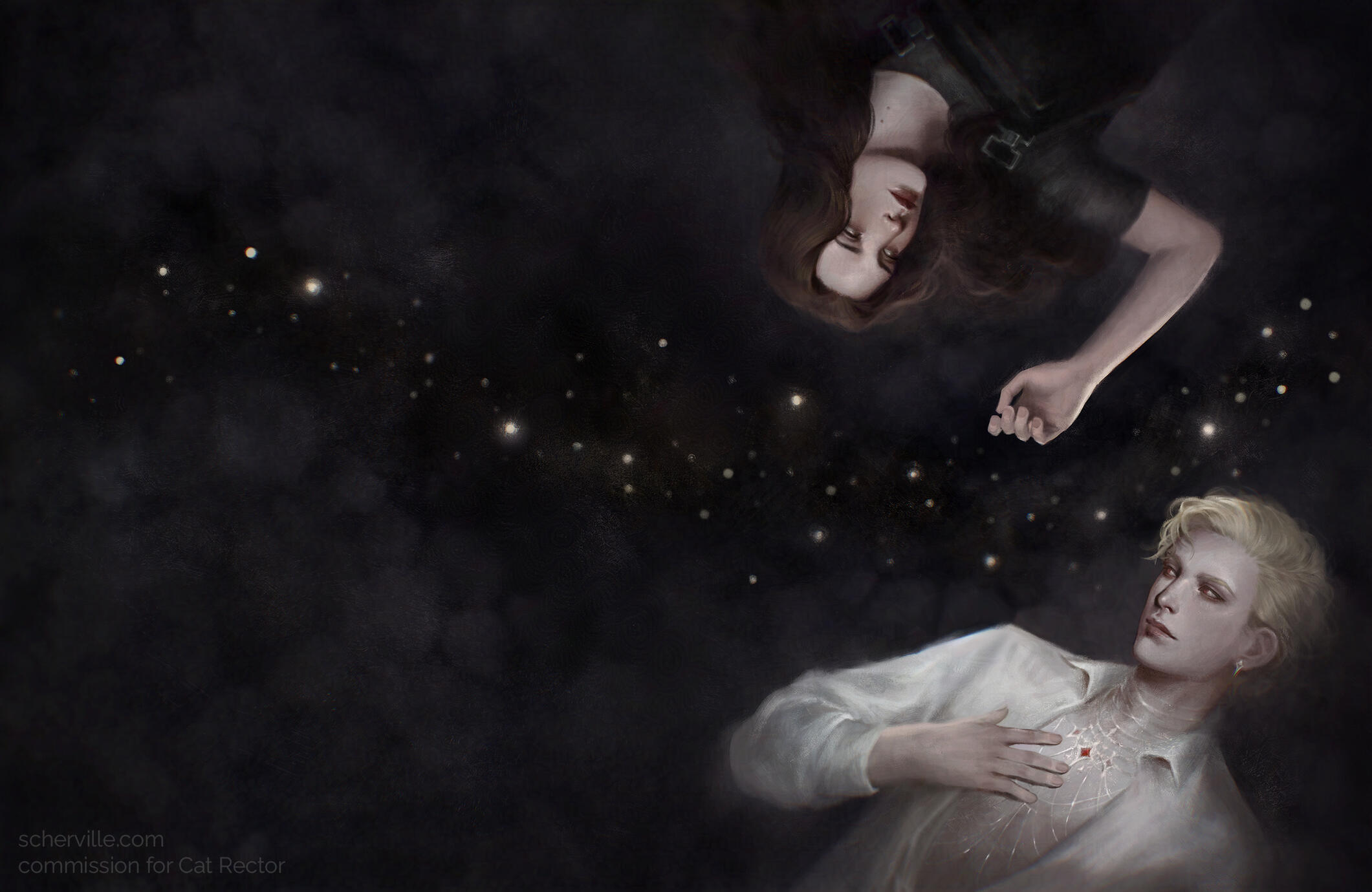 A book cover illustration for &quot;Coal Gets In Your Veins&quot; by Cat Rector. Painted in Photoshop. 2024.