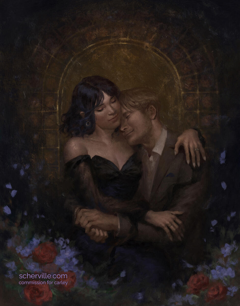 Embrace - a digital illustration painted in Photoshop, 2025.