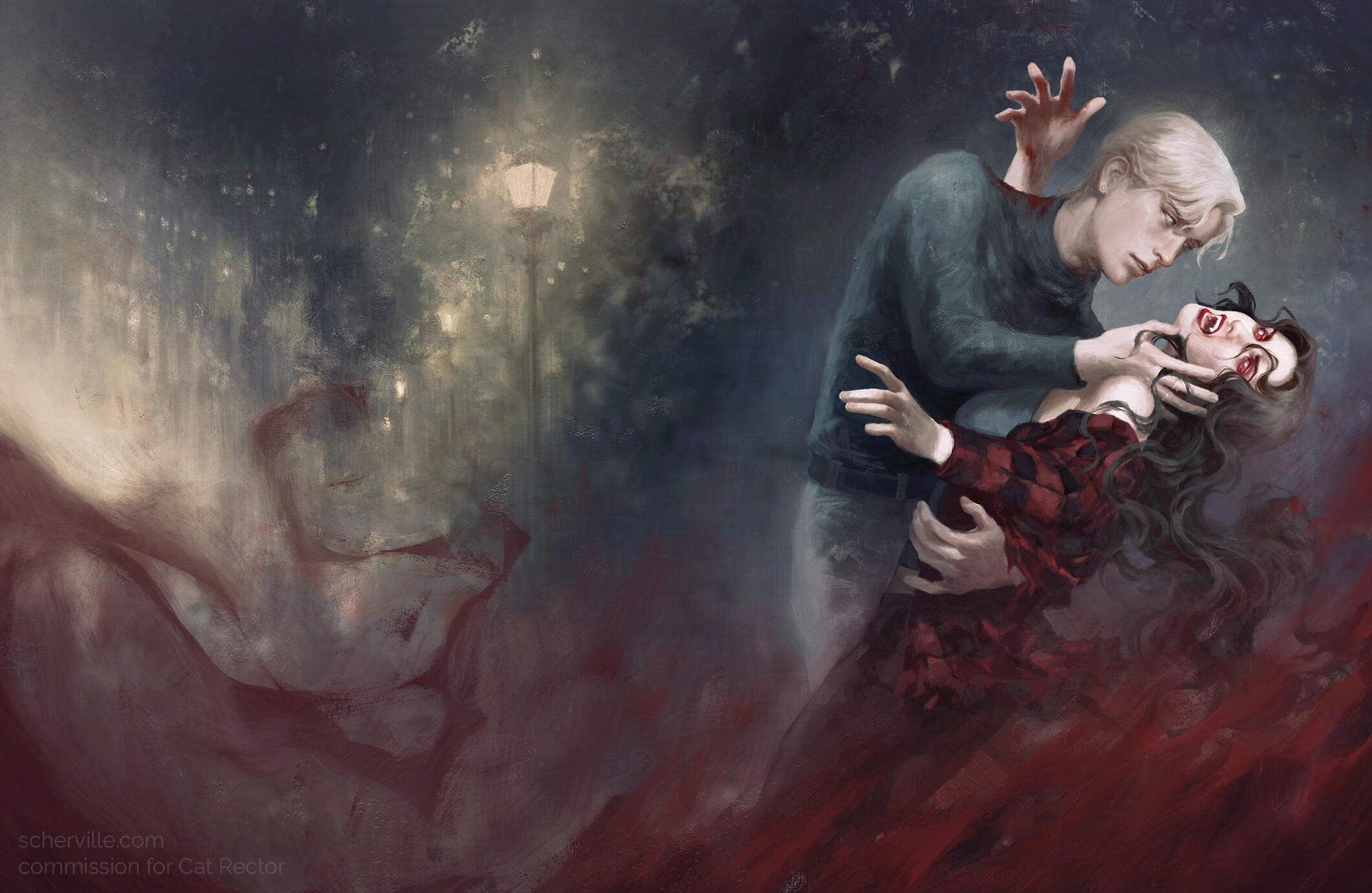 A book cover illustration for &quot;Learning to Bleed&quot; by Cat Rector. Painted in Photoshop. 2025.