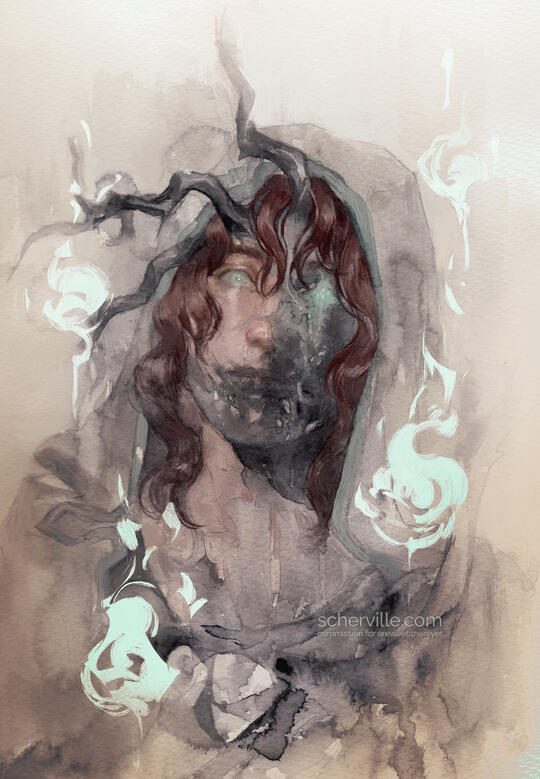 Watercolour and acryla gouache