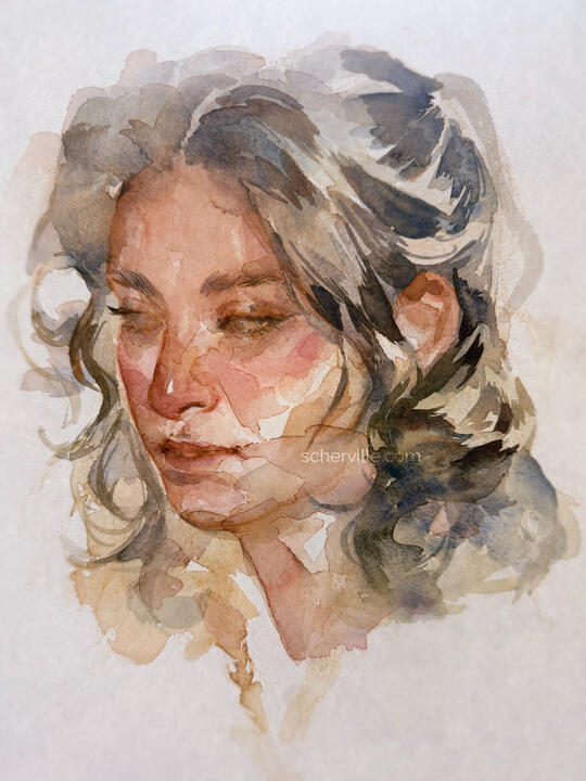 Watercolour and acryla gouache