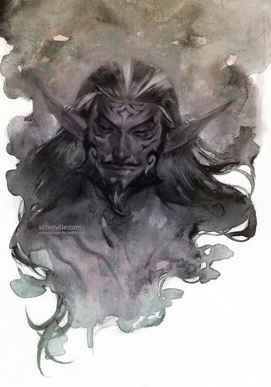 Watercolour and acryla gouache